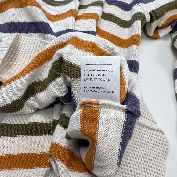 Pact Fine Knit Classic Organic Cotton Sweater Womens Size L Multicolor Striped - Picture 5 of 6